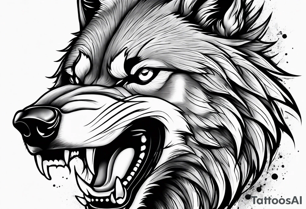 angry alpha wolf tattoo idea