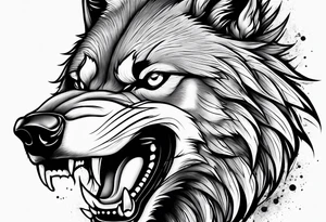 angry alpha wolf tattoo idea