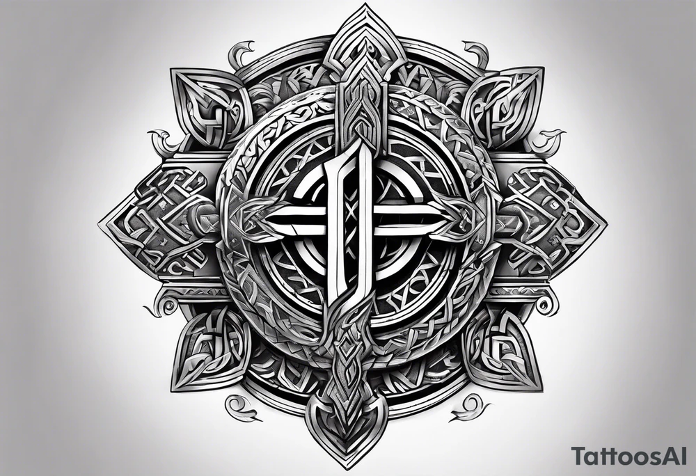Nordic rune of viking warriors  in latters tattoo idea