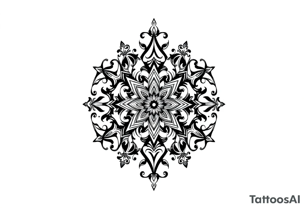 mytical shaman and witch ornament with ancient rhyme tattoo idea