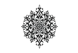 mytical shaman and witch ornament with ancient rhyme tattoo idea