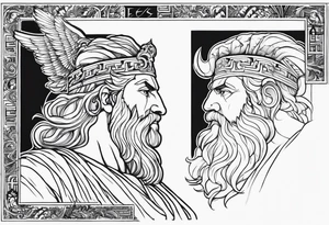 I want half sleeve tatto on the right arm 
With zeus and some thunder from his eyes, some text beside the zeus and  Temple of Olympian Zeus tattoo idea