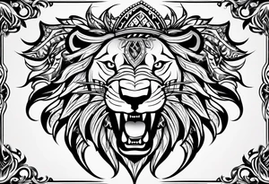 lion showing teeth tribal tattoo idea