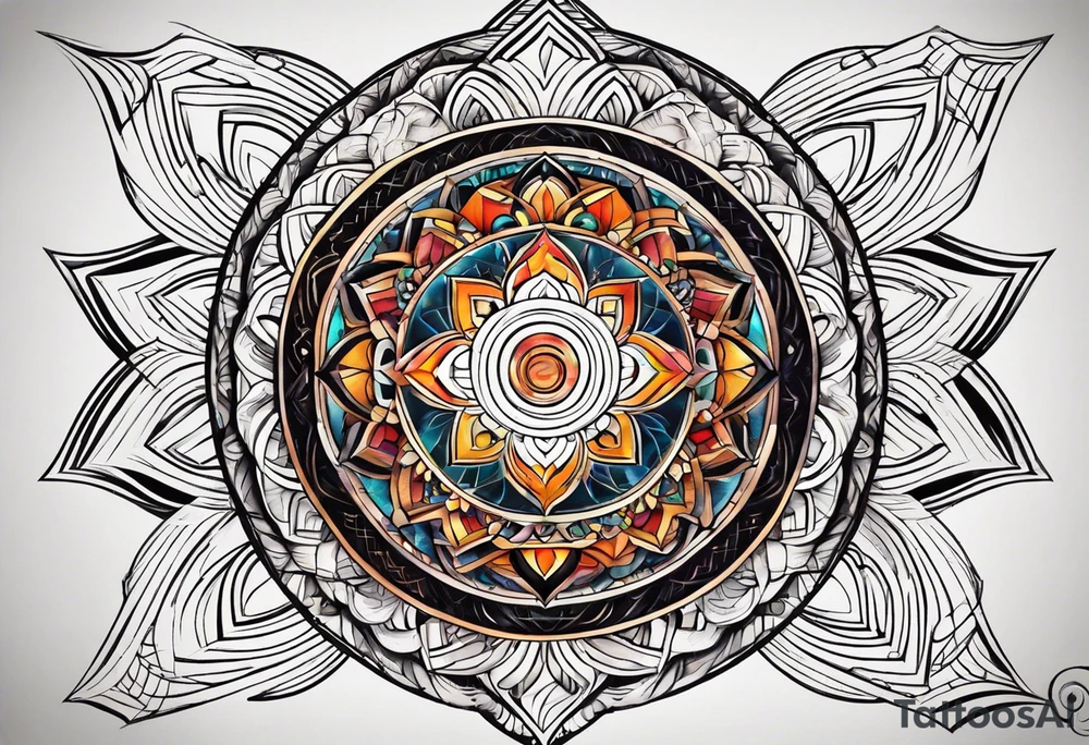 geometric earthly spiritual chakra spiral tattoo idea