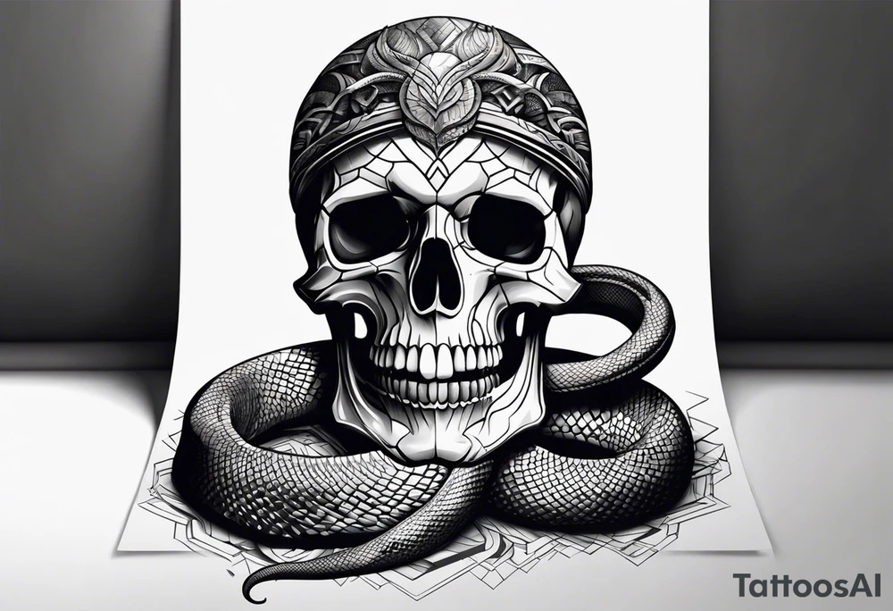 skull with snake tattoo idea