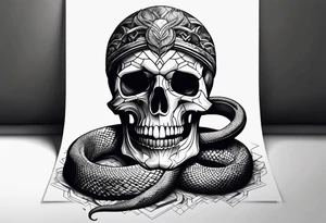 skull with snake tattoo idea