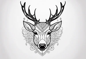 back tattoo of a front view reindeer with half the face as a skull tattoo idea
