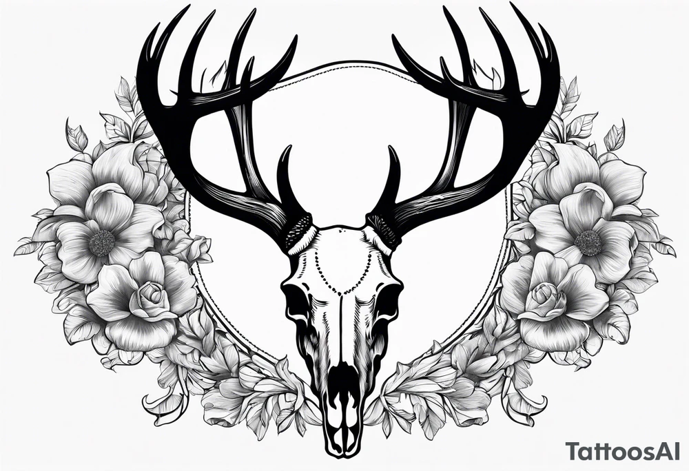 European mount mule deer skull plain tattoo idea