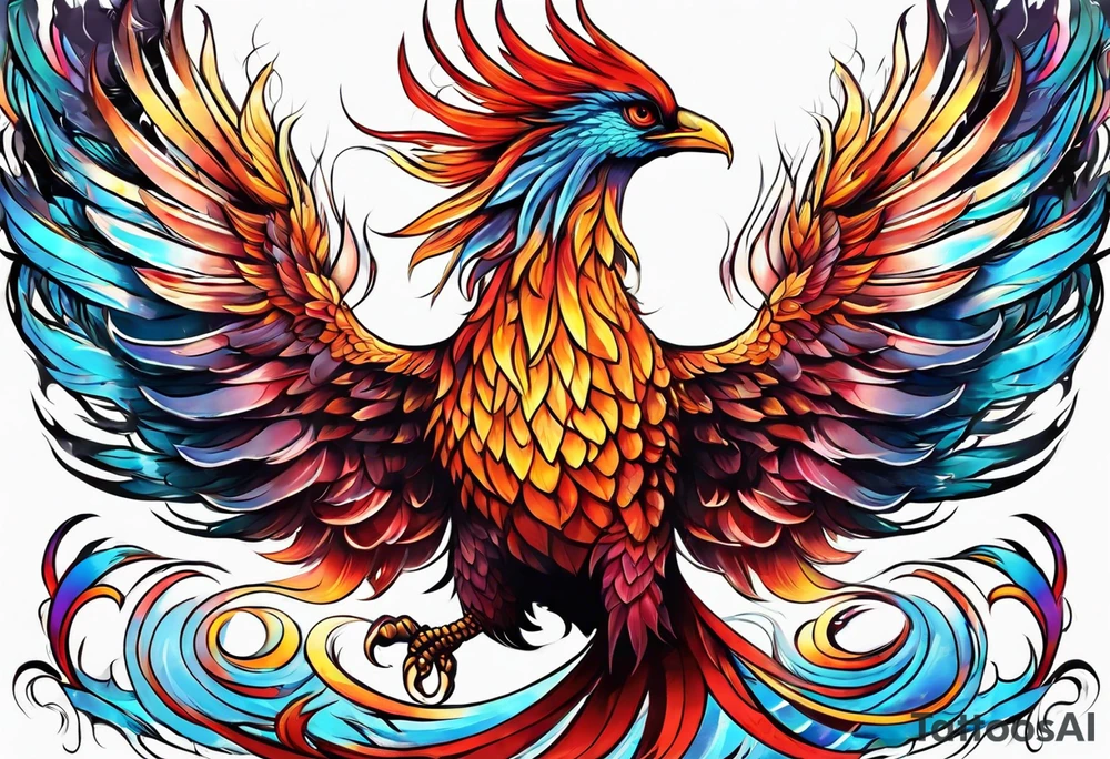 Small phoenix rising up. For mom memory. Little details tattoo idea
