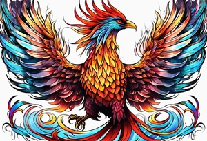 Small phoenix rising up. For mom memory. Little details tattoo idea