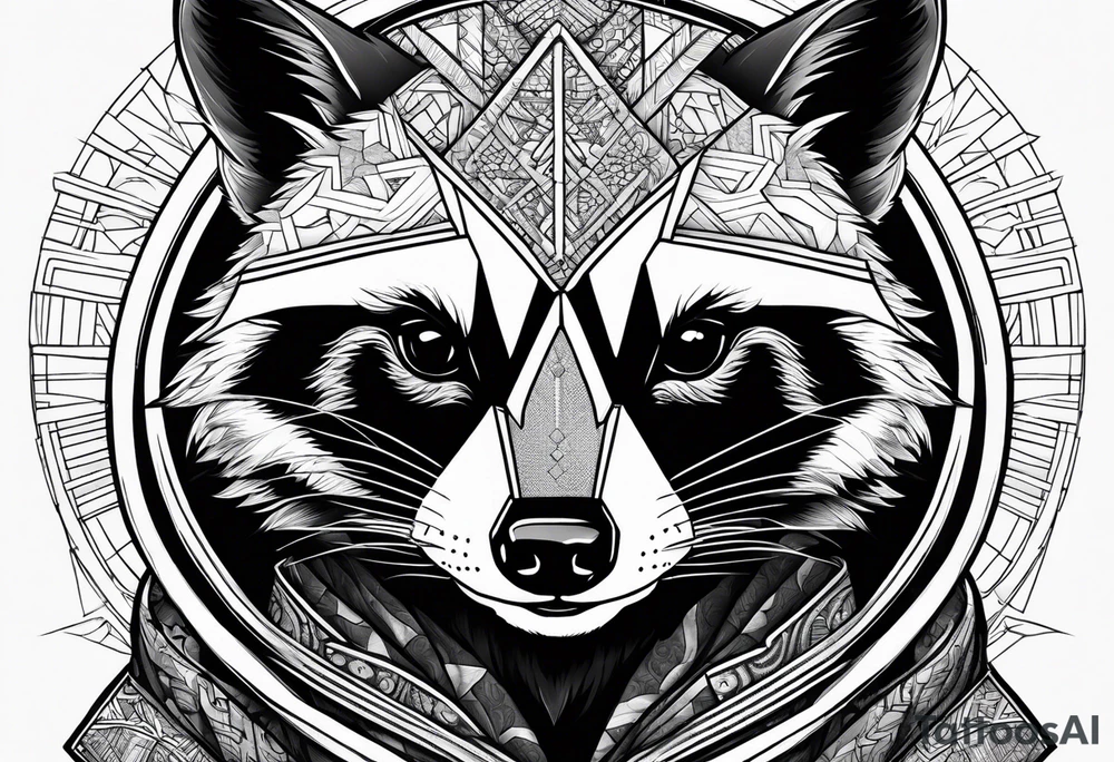 raccoon wearing a Superman hoodie tattoo idea