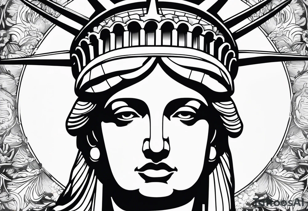 Sexy statue of liberty face with crown tattoo idea