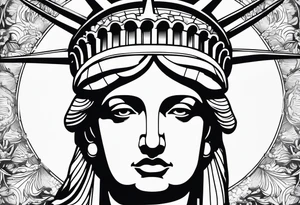 Sexy statue of liberty face with crown tattoo idea