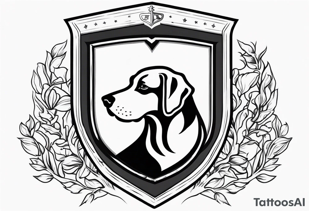 a coat of arms with a hound in the shield tattoo idea