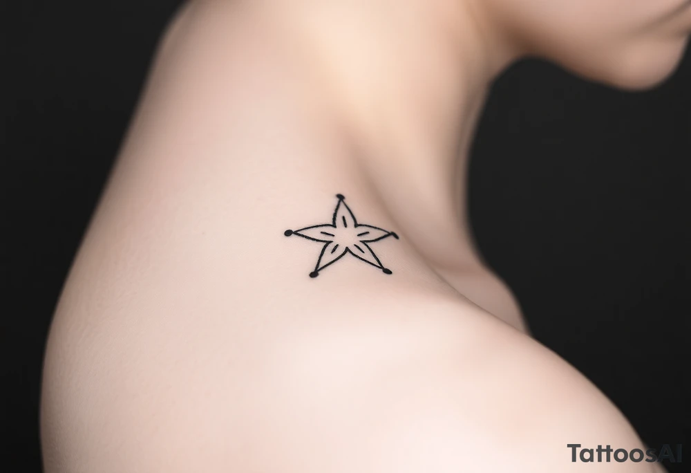 A star tattoo design. . black and white. small tattoo idea