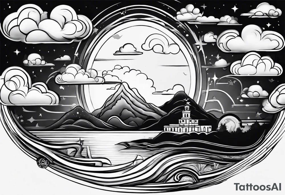 The FIrst Time blended in with some clouds tattoo idea