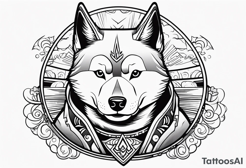 Shiba inu warrior tattoo idea