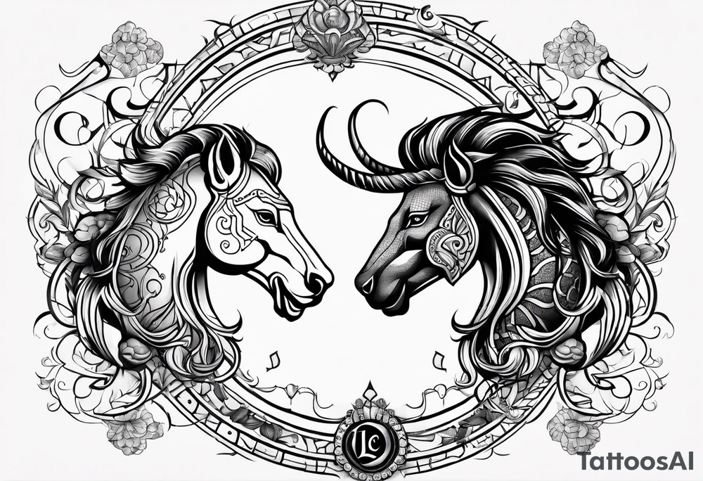 Horoscope signs scorpio and leo mix tattoo idea