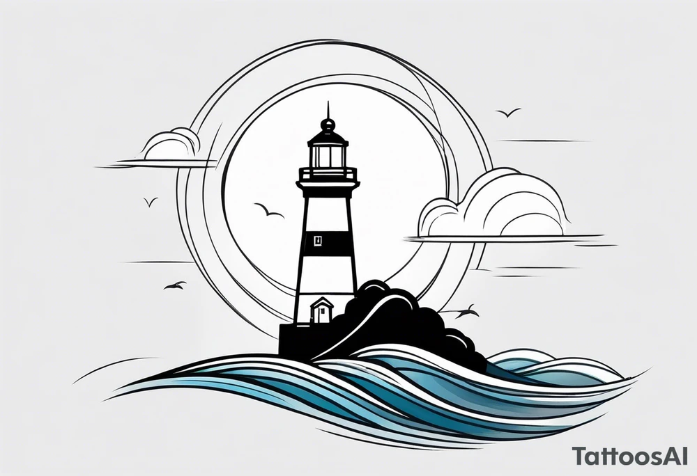 Lighthouse with waves very delicate tattoo idea