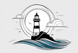 Lighthouse with waves very delicate tattoo idea