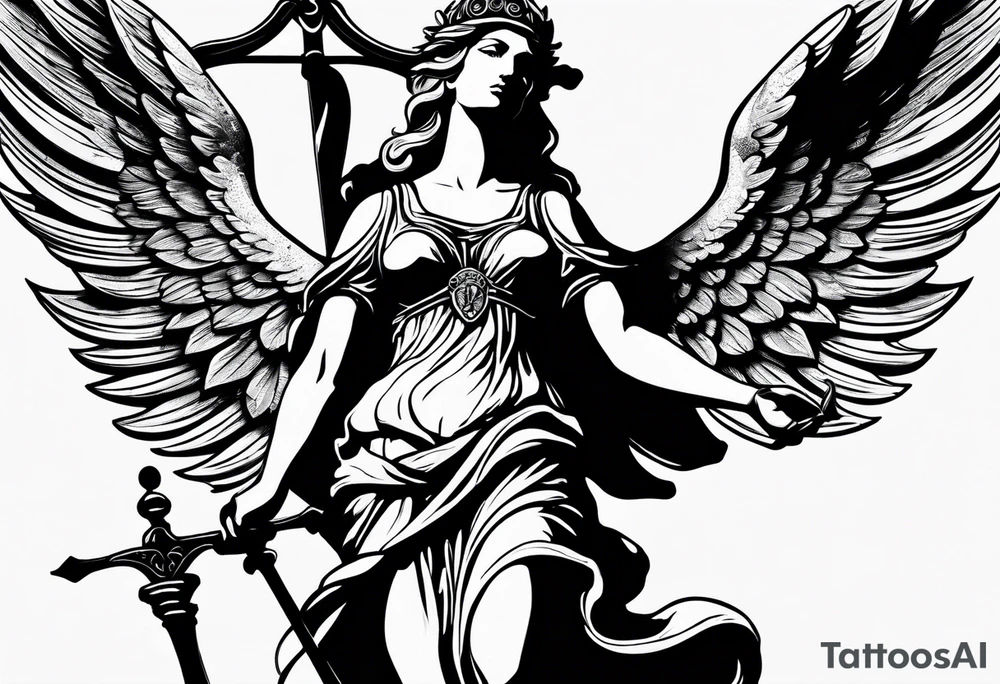 lady justice with wing tattoo idea