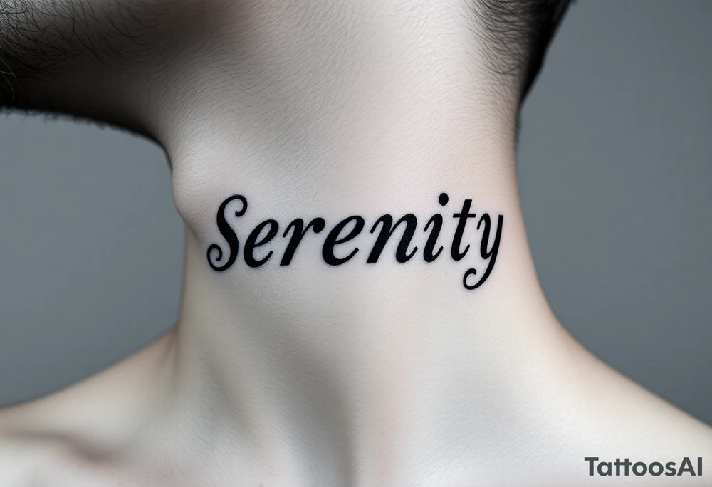 Serenity vertically on neck tattoo idea