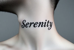 Serenity vertically on neck tattoo idea