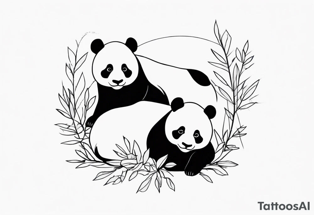 cute panda pair tattoo idea