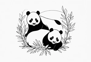 cute panda pair tattoo idea