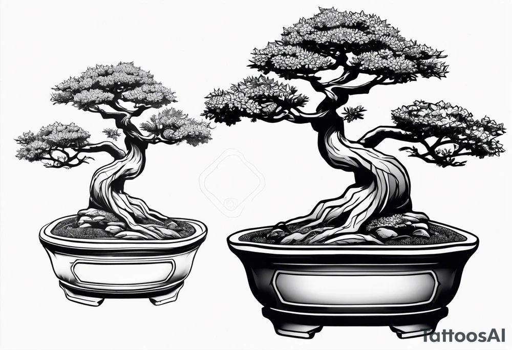 bonsai tree with one side that has more foliage than the other tattoo idea