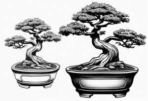 bonsai tree with one side that has more foliage than the other tattoo idea