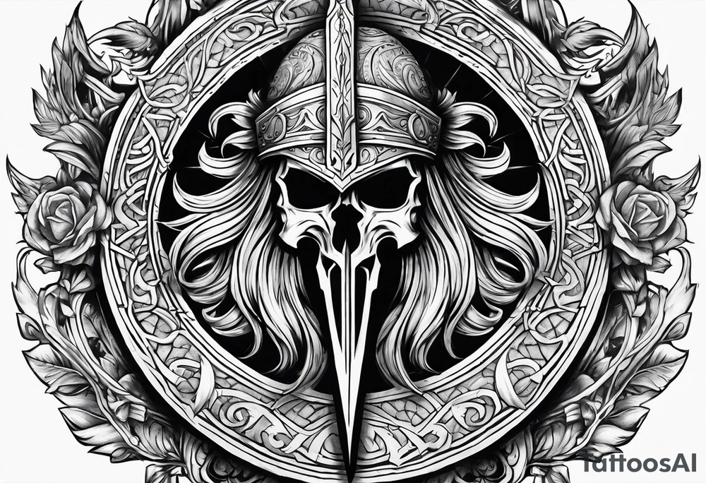Valhalla sword shield tattoo idea
