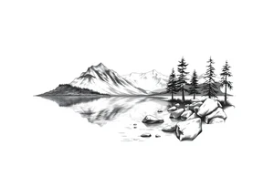 Lake scene portrait tattoo idea