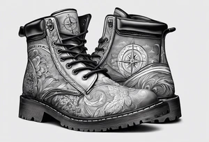 Outline the Calabrian  boot of the region of  Calabria with a compass tattoo idea