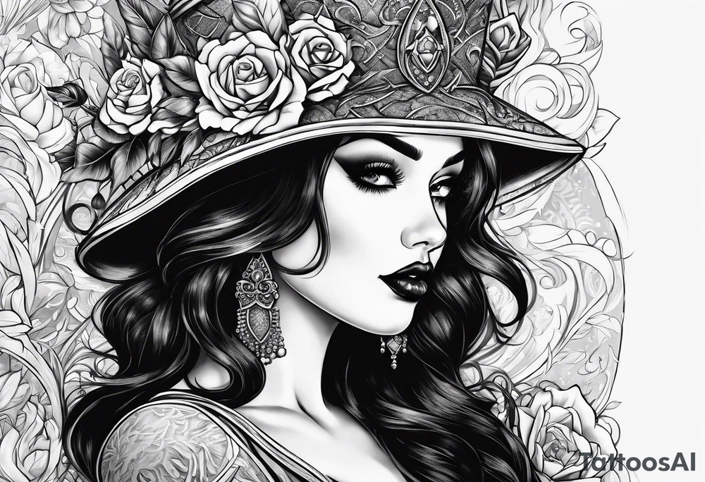goth girl pinup tattoo idea