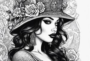 goth girl pinup tattoo idea