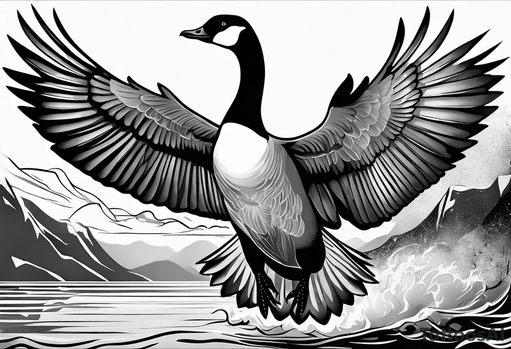 canadian goose taking off tattoo idea