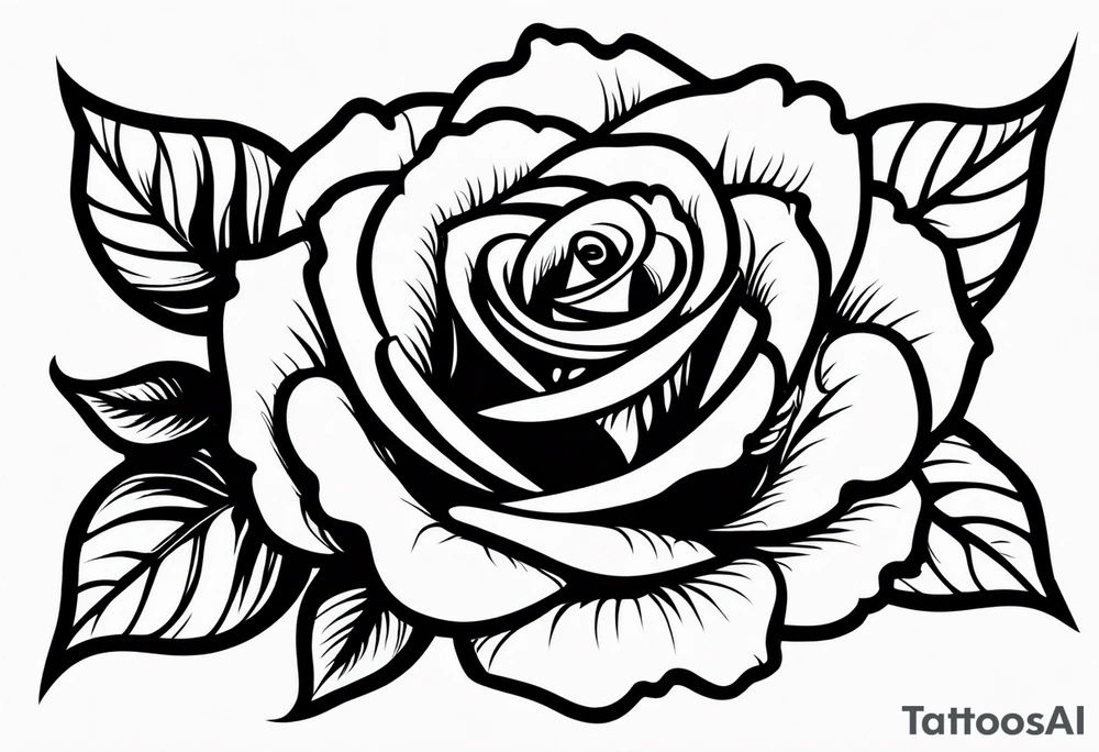 Black rose with strings tattoo idea