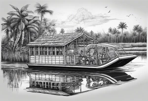 Arm sleeve airboat driving through the Everglades tattoo idea
