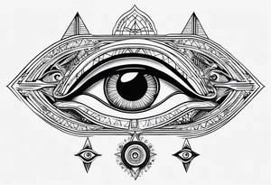 Eye ra and eye of hours tattoos with geometric blending into ephemeral shapes tattoo idea