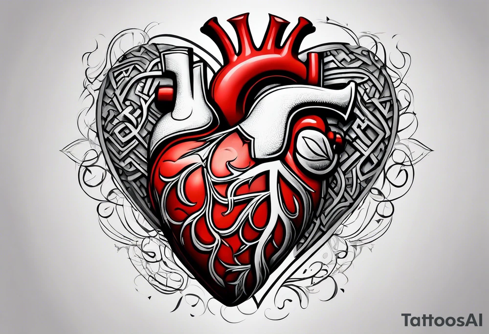 real heart with a maze inside tattoo idea