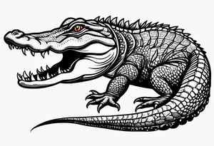 Full body alligator with straight tail top view tattoo idea