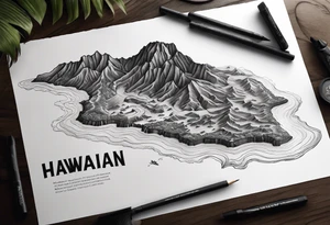 Hawaiian islands 3D map tattoo idea