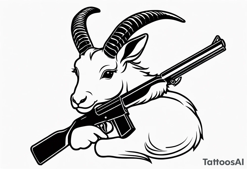 capricorn with sunglasses and shotgun tattoo idea