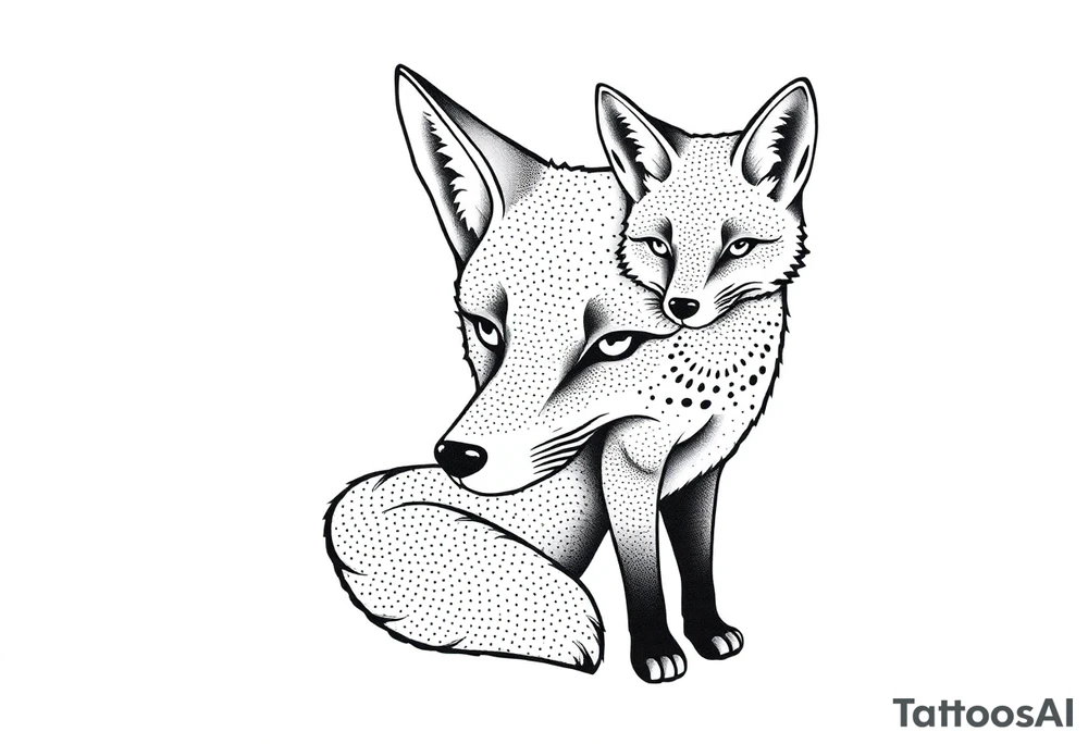 symmetrical adult fox tattoo idea