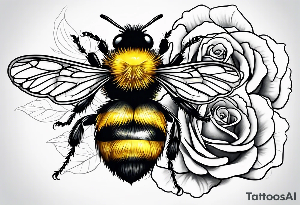 Harlow in cursive with a bumblebee flying off the end of the w tattoo idea