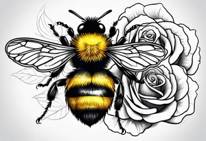 Harlow in cursive with a bumblebee flying off the end of the w tattoo idea