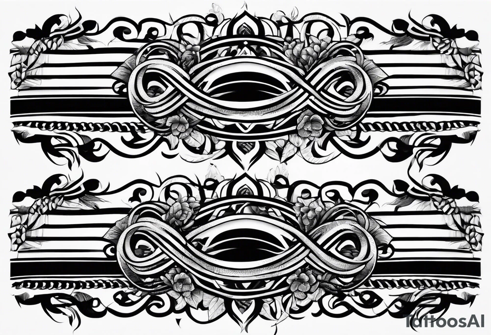 armband tattoo, masculine, narrow, horizontal with entangled rope pattern tattoo idea