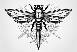 Sword behind cicada tattoo idea