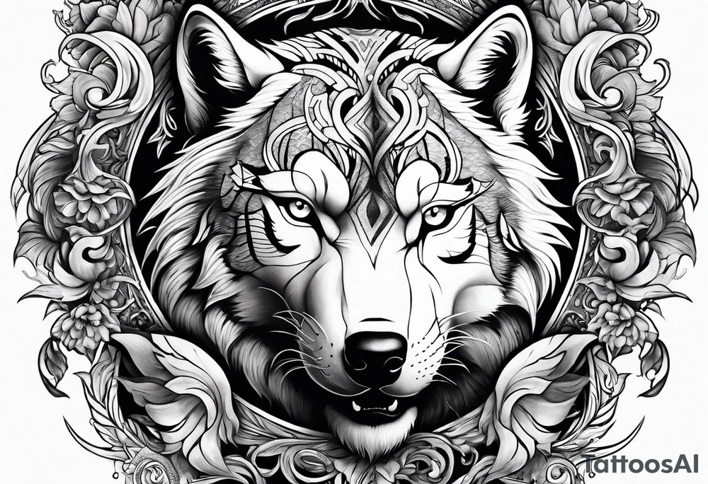Wolf and dolphin and tiger tattoo idea